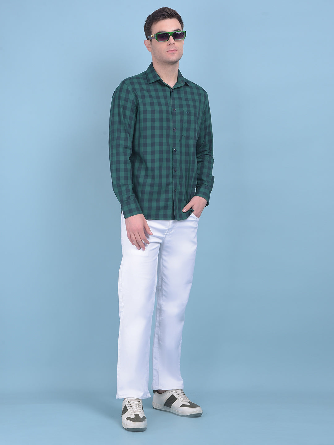 Light Blue Checks Shirt-Men Shirts-Crimsoune Club