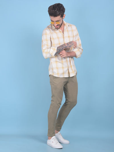 Beige Checks Shirt-Men Shirts-Crimsoune Club