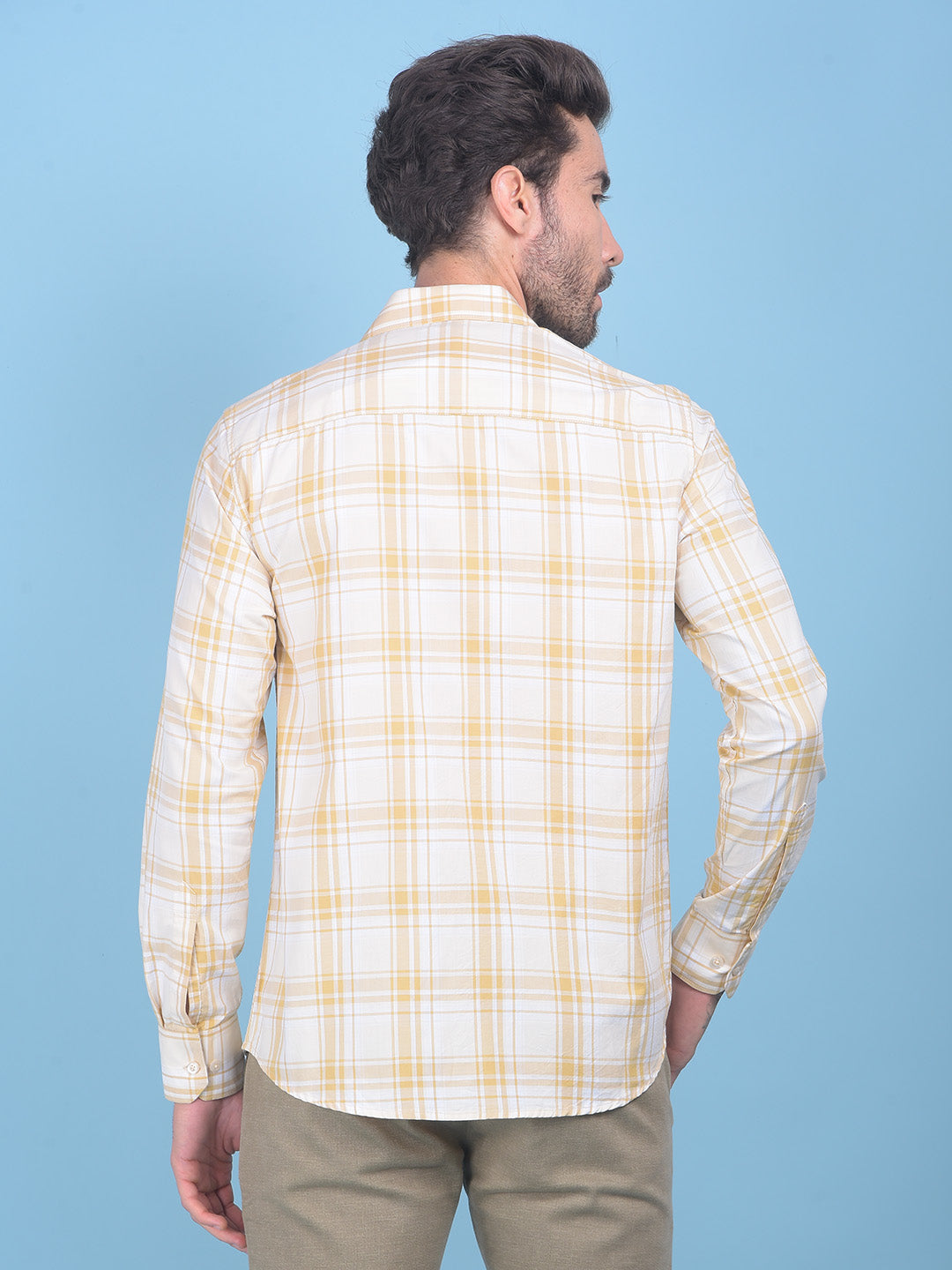 Beige Checks Shirt-Men Shirts-Crimsoune Club