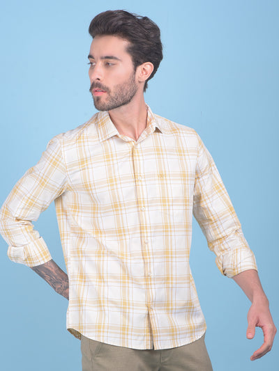 Beige Checks Shirt-Men Shirts-Crimsoune Club