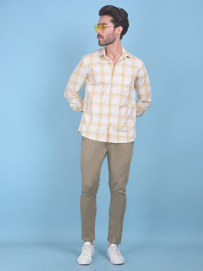 Beige Checks Shirt-Men Shirts-Crimsoune Club