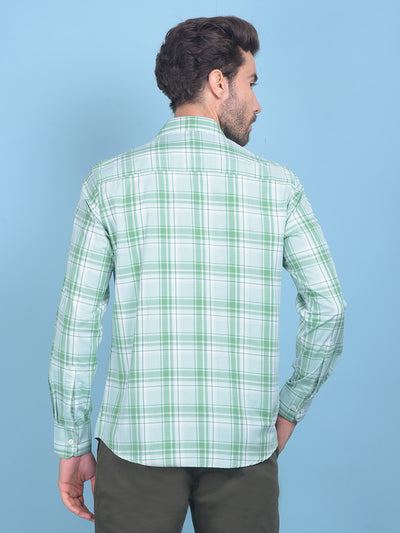 Light Green Checks Shirt-Men Shirts-Crimsoune Club