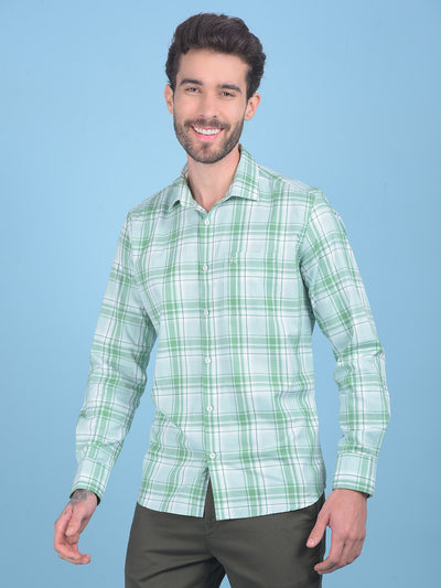 Light Green Checks Shirt-Men Shirts-Crimsoune Club