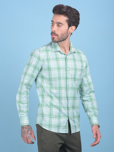 Light Green Checks Shirt-Men Shirts-Crimsoune Club