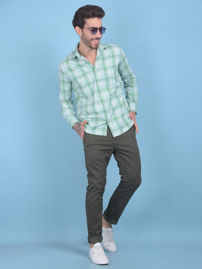 Light Green Checks Shirt-Men Shirts-Crimsoune Club