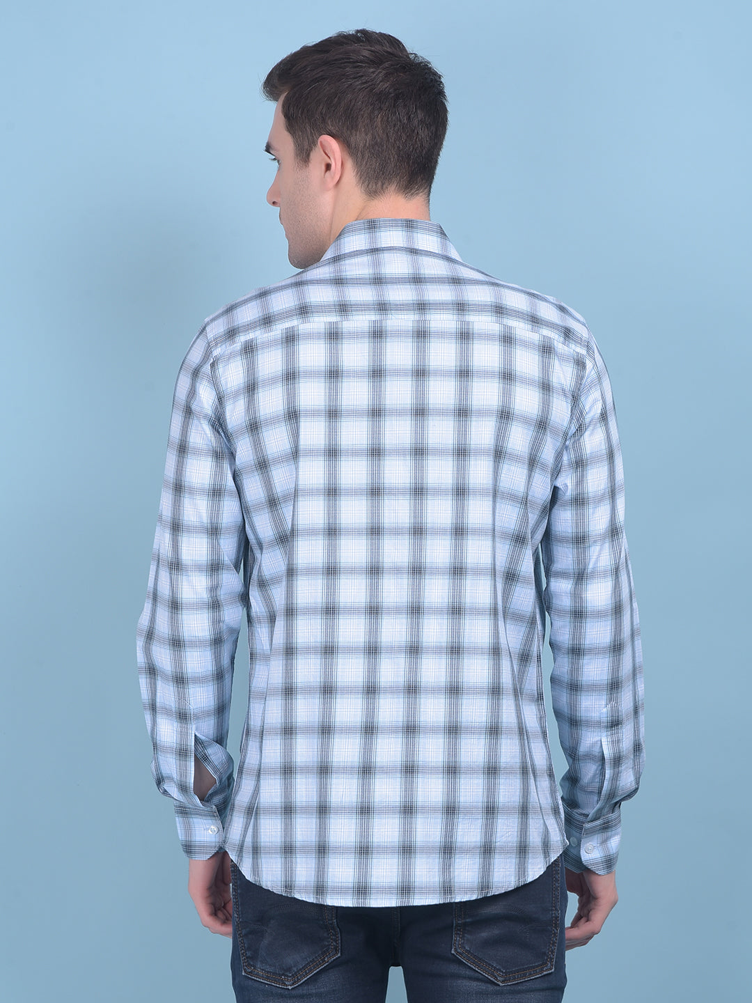 Blue Tartan Check 100% Cotton Shirt-Men Shirts-Crimsoune Club