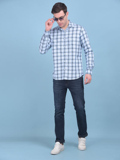 Blue Tartan Check 100% Cotton Shirt-Men Shirts-Crimsoune Club