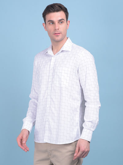 Printed White 100% Cotton Shirt-Men Shirts-Crimsoune Club