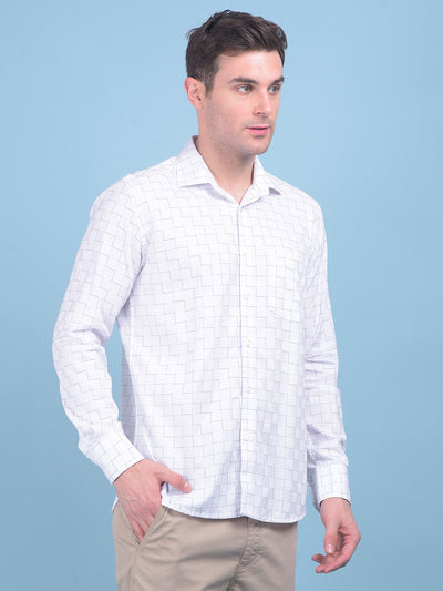 Printed White 100% Cotton Shirt-Men Shirts-Crimsoune Club