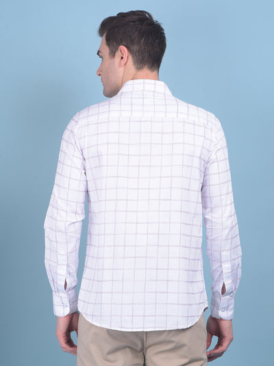 White Plain Check 100% Cotton Shirt-Men Shirts-Crimsoune Club