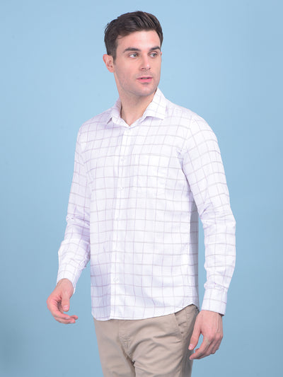 White Plain Check 100% Cotton Shirt-Men Shirts-Crimsoune Club