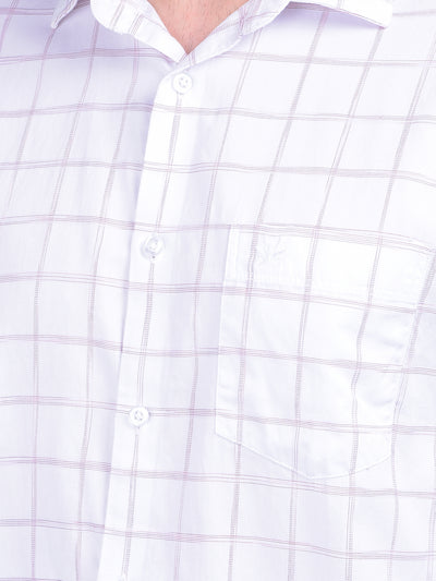 White Plain Check 100% Cotton Shirt-Men Shirts-Crimsoune Club