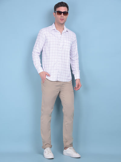 White Plain Check 100% Cotton Shirt-Men Shirts-Crimsoune Club