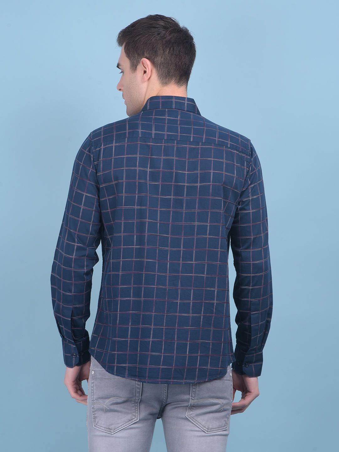 Dark Blue Checks Shirt-Men Shirts-Crimsoune Club