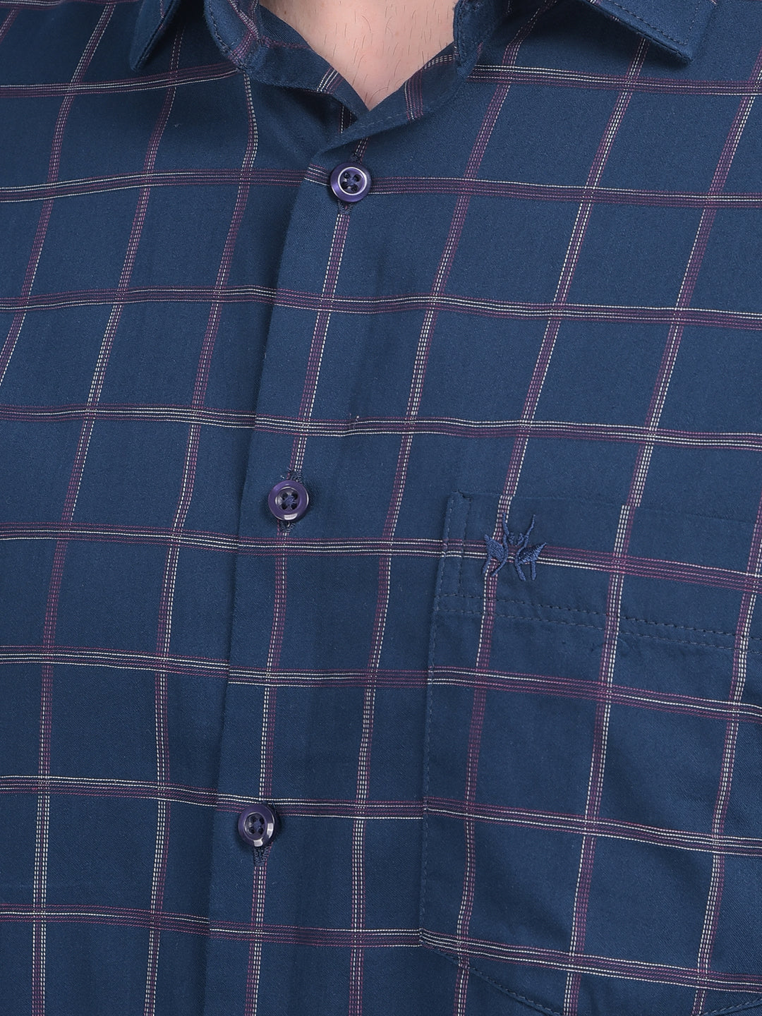 Dark Blue Checks Shirt-Men Shirts-Crimsoune Club