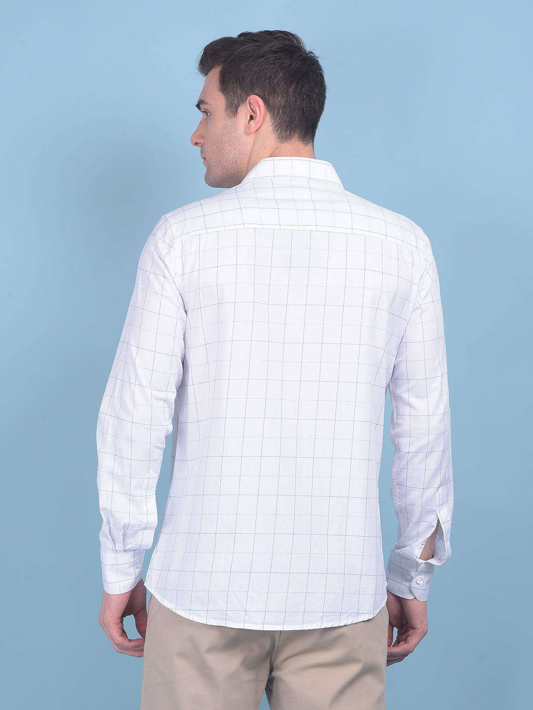 White Plain Check 100% Cotton Shirt-Men Shirts-Crimsoune Club