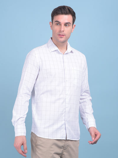 White Plain Check 100% Cotton Shirt-Men Shirts-Crimsoune Club