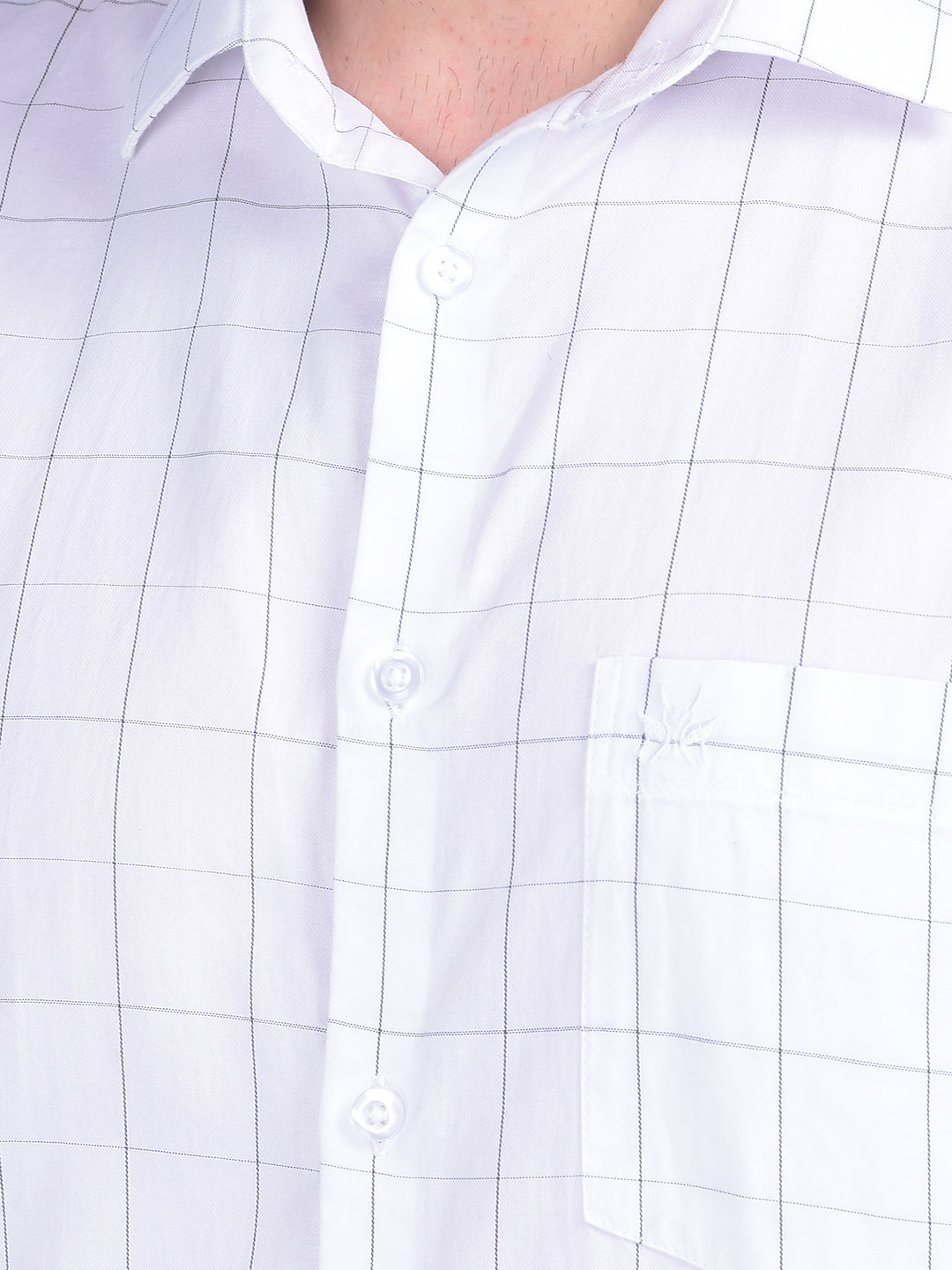 White Plain Check 100% Cotton Shirt-Men Shirts-Crimsoune Club