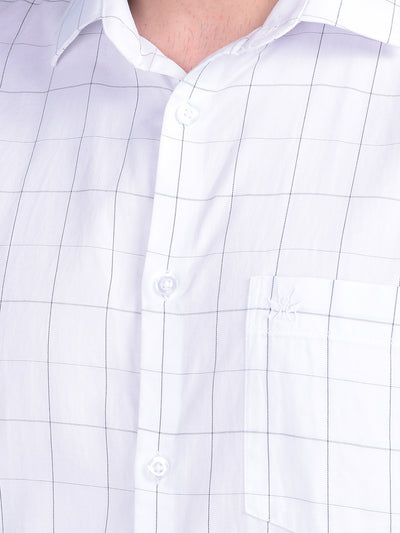 White Plain Check 100% Cotton Shirt-Men Shirts-Crimsoune Club