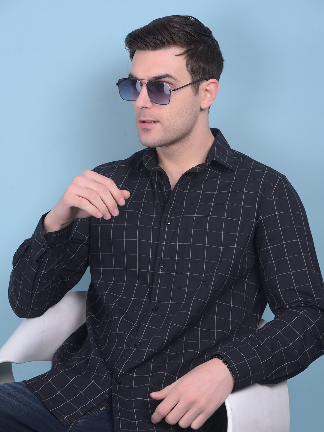 Black Checks Shirt-Men Shirts-Crimsoune Club