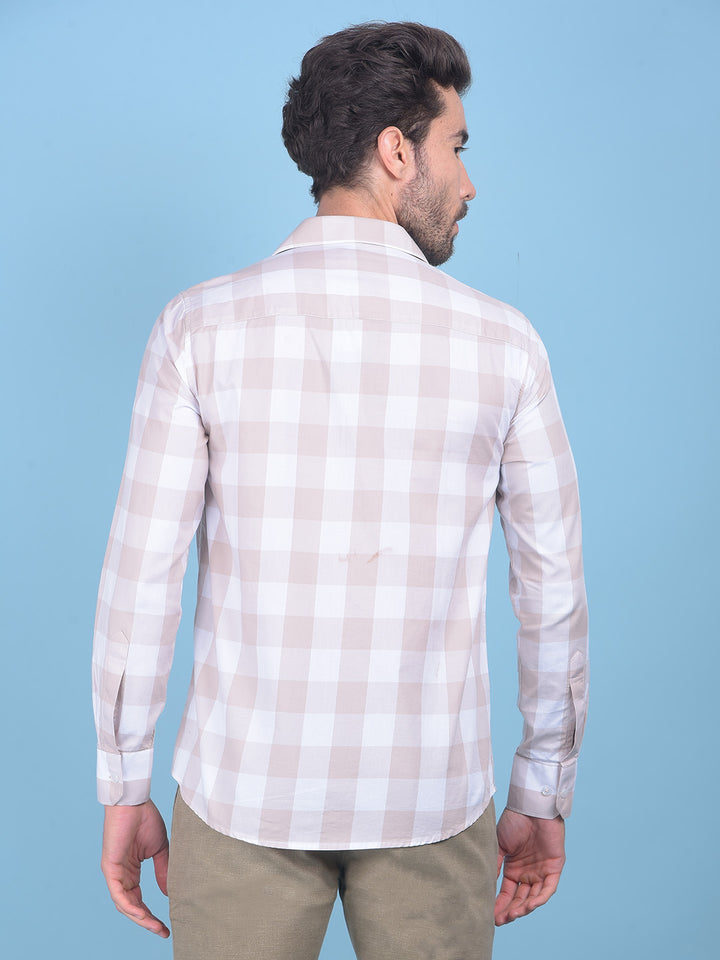 Beige Checks Shirt-Men Shirts-Crimsoune Club