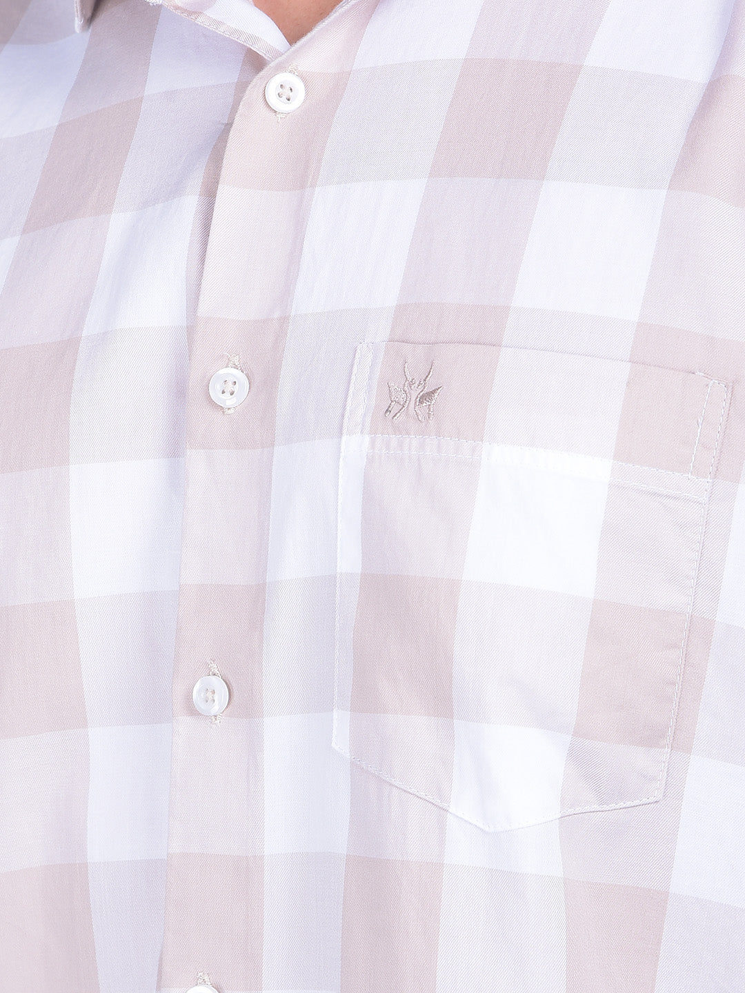 Beige Checks Shirt-Men Shirts-Crimsoune Club