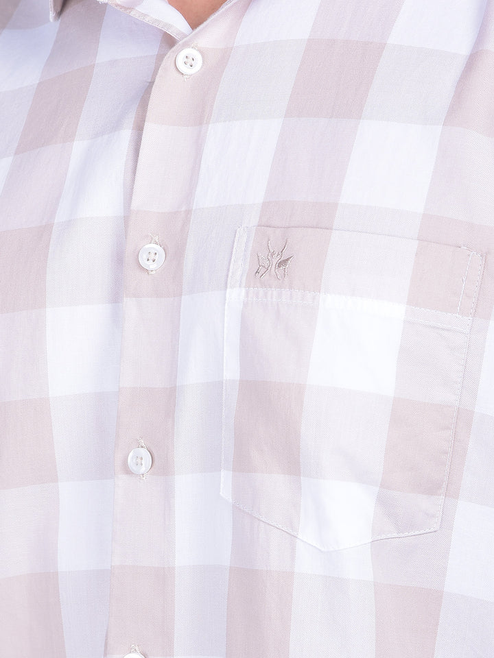 Beige Checks Shirt-Men Shirts-Crimsoune Club