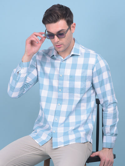 Light Green Checks Shirt-Men Shirts-Crimsoune Club