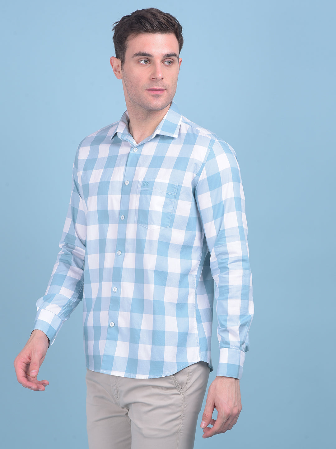 Light Green Checks Shirt-Men Shirts-Crimsoune Club