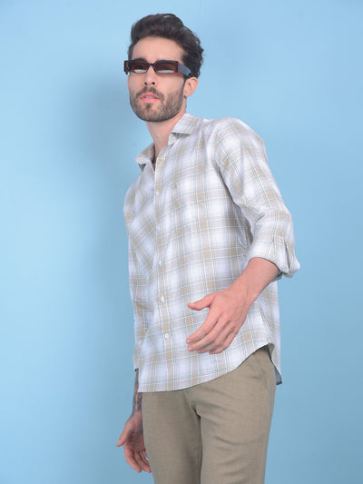 Beige Checks Shirt-Men Shirts-Crimsoune Club