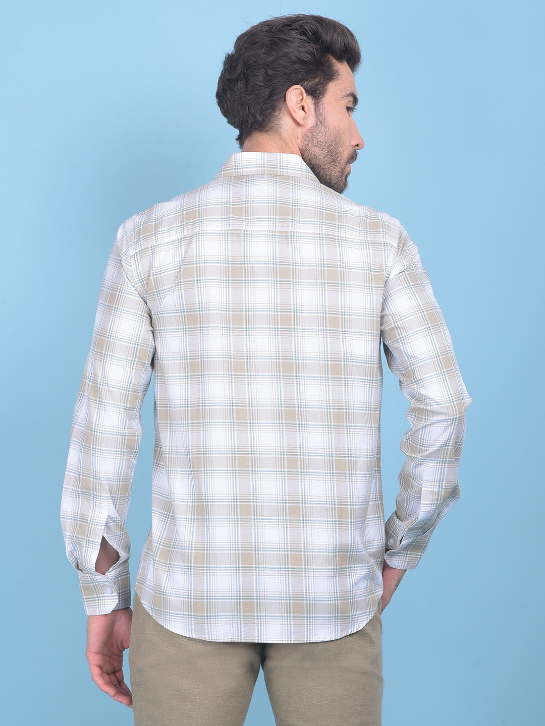 Beige Checks Shirt-Men Shirts-Crimsoune Club