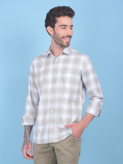 Beige Checks Shirt-Men Shirts-Crimsoune Club