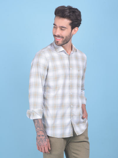 Beige Checks Shirt-Men Shirts-Crimsoune Club