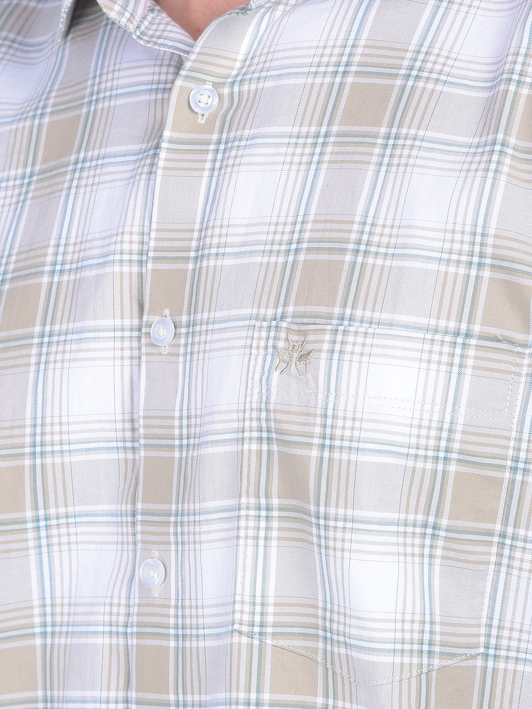 Beige Checks Shirt-Men Shirts-Crimsoune Club