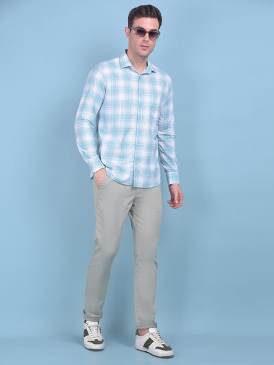 Light Blue Checks Shirt-Men Shirts-Crimsoune Club