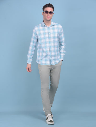 Light Blue Checks Shirt-Men Shirts-Crimsoune Club