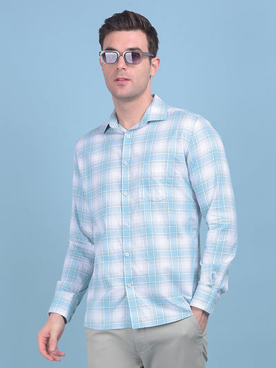 Light Blue Checks Shirt-Men Shirts-Crimsoune Club