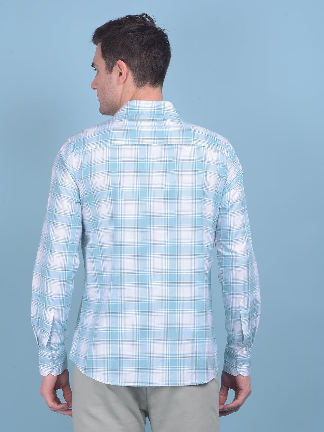 Light Blue Checks Shirt-Men Shirts-Crimsoune Club