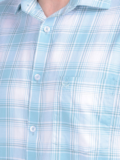 Light Blue Checks Shirt-Men Shirts-Crimsoune Club