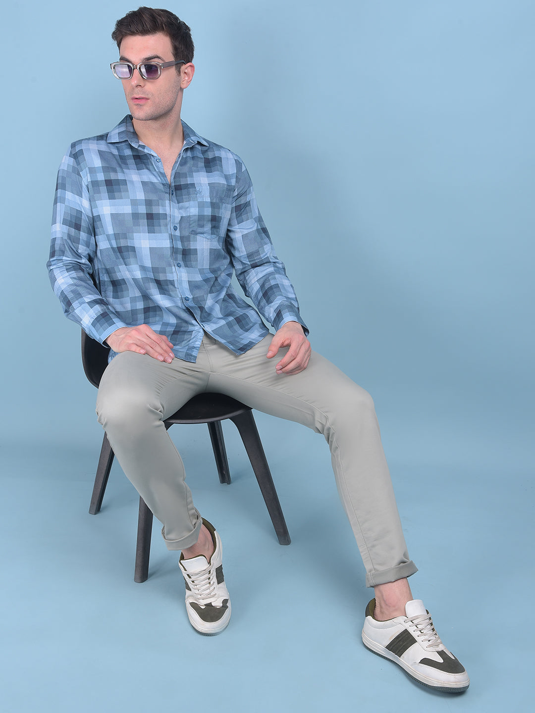 Blue Checks Shirt-Men Shirts-Crimsoune Club