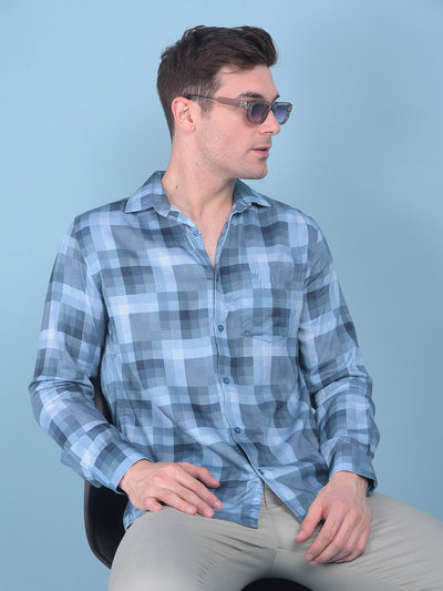 Blue Checks Shirt-Men Shirts-Crimsoune Club