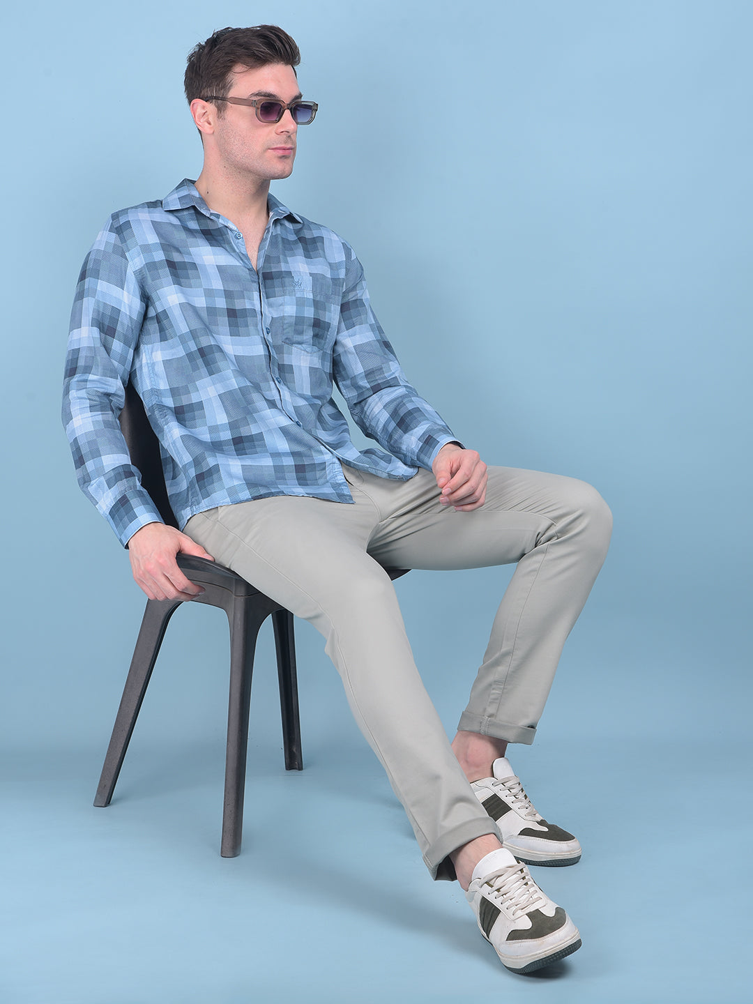 Blue Checks Shirt-Men Shirts-Crimsoune Club