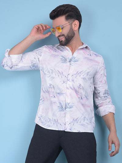 Pink Floral Print Shirt-Men Shirts-Crimsoune Club