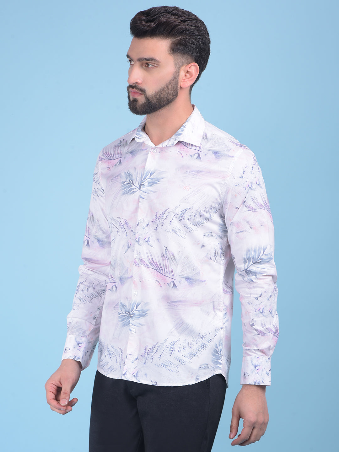 Pink Floral Print Shirt-Men Shirts-Crimsoune Club