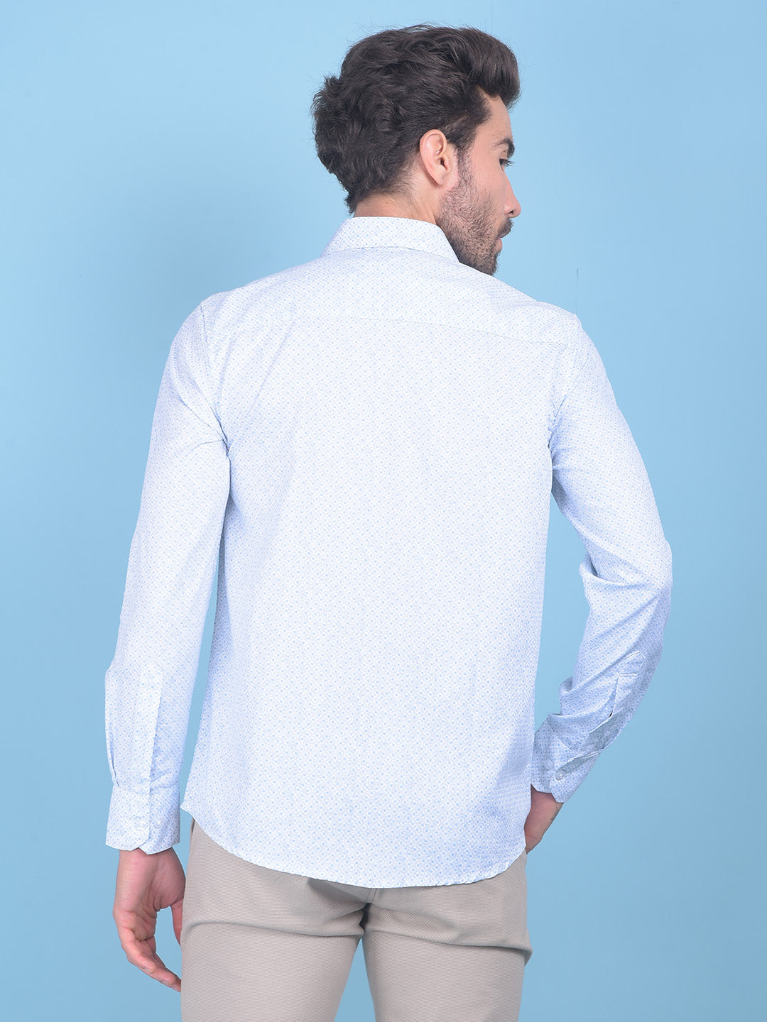 Printed Blue 100% Cotton Shirt-Men Shirts-Crimsoune Club