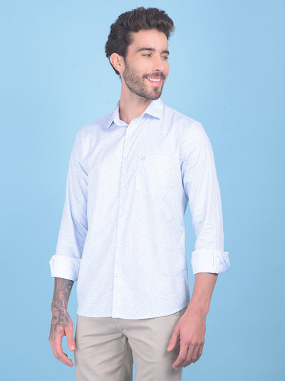 Printed Blue 100% Cotton Shirt-Men Shirts-Crimsoune Club