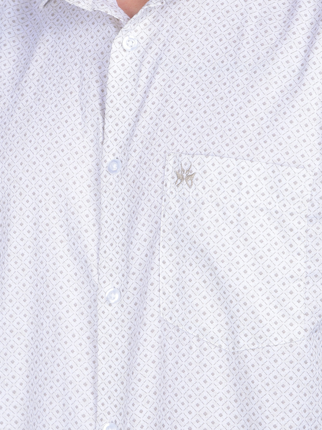 Printed Beige 100% Cotton Shirt-Men Shirts-Crimsoune Club