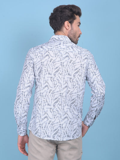 Printed Grey 100% Cotton Shirt-Men Shirts-Crimsoune Club