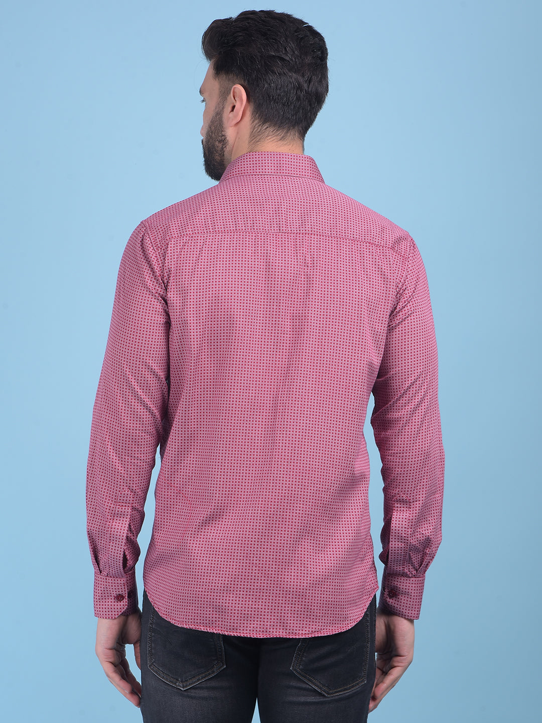 Red Printed 100% Cotton Shirt-Men Shirts-Crimsoune Club