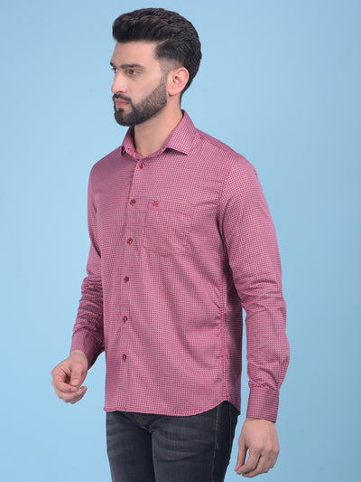 Red Printed 100% Cotton Shirt-Men Shirts-Crimsoune Club